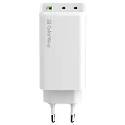 Зарядний пристрій ColorWay C101B GaN Mini 100W PD PPS 2xUSB-C + USB-A white (CW-CHS061PD-WT) - мініатюра 3
