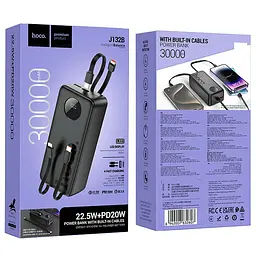 Портативний ЗП Power Bank Hoco J132B Sabio 22.5W+PD20W with 3 cables 30000 mAh Black - мініатюра 5