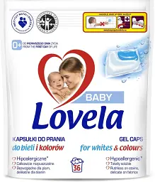 Гіпоалергенні капсули для прання Lovela Baby 0+ для білого та кольорового дитячого одягу і білизни 36 шт