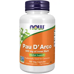 Натуральна добавка NOW Pau D'Arco 500 mg, 100 капсул