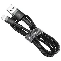 Дата кабель USB 2.0 AM to Lightning 0.5m Cafule 2.4A grey+black Baseus (CALKLF-AG1)