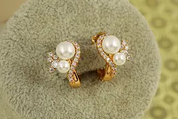 Сережки Xuping Jewelry Дует перлин 1,6 см золотисті