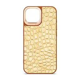 Кожаный чехол для Apple iPhone 15, Harder Crocosaur, бежевый, термополиуретан ТПУ + экокожа с текстурой крокодила, панель, защита корпуса, противоударный, микрофибра, рамка вокруг камеры, защита всего корпуса, (ARM76697)