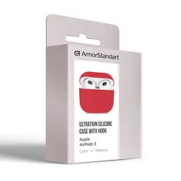 Силіконовий чохол для навушників Apple AirPods 3, Ultrathin Silicone Case, червоний, захисний чохол, ультратонкий і легкий, захист від подряпин і пилу, м"який силікон, ArmorStandart (ARM60295) - мініатюра 3