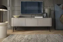 Тумба під телевізор Perfect Home Зова / Zova 3-дверна з чорними ніжками RTV168 Кашемір (PFH-091274)