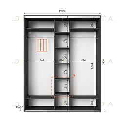 Шафа-купе Idea серія 2 190 x 60 x 240 см Антрацит - мініатюра 2