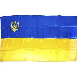 Прапор Україна з тризубом атлас 140х90см №782013