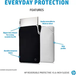Чохол для ноутбука, Reversible Protective, 15", неопрен, чорний/сірий HP teh0014446 - мініатюра 6