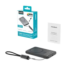 Повербанк 5000mAh Choetech B861 Grey 20W QC3.0 PD3.0 бездротова магнітна зарядка MagSafe (43-00167) - мініатюра 5