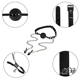 Кляп з затискачами для сосків Wild Play Mouth Gag With Nipple Clamps C15 - мініатюра 3