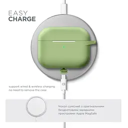 Силіконовий чохол для навушників Apple AirPods Pro, Hang Case, зелений, ультратонкий захисний кейс товщиною 2 мм, захист від подряпин, пилу та ударів, компактний, з карабіном для кріплення, ArmorStandart (ARM56061) - мініатюра 7