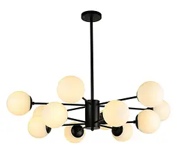 Сучасна стельова люстра Levistella 7526033-12 BK+WH — чорна з білими плафонами, 12×E27, Ø95 см
