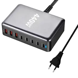 Зарядний пристрій XoKo 2xUSB-С PD100W + 3xUSB-С PD65W + 3xUSB QC18W 440W GaN (QC-400) - мініатюра 2