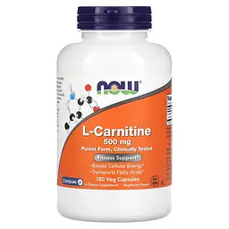 Жироспалювач NOW L-Carnitine 500 mg, 180 вегакапсул