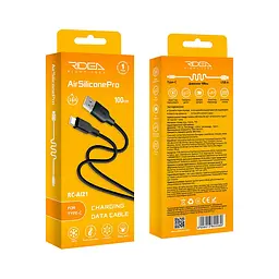 Кабель для заряджання та обміну даними USB Ridea RC-AI21 AirSiliconePro 60W 20V/3A USB-Type C 1 м Чорний - мініатюра 2