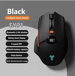 Мишка Бездротова Ігрова SX01 600 мАг Bluetooth DPI для Пк і ноутбуків Чорна  - мініатюра 2