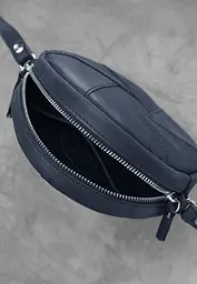 Шкіряна кругла жіноча сумка Бон-Бон синя Crazy Horse - мініатюра 5