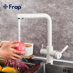 Змішувач для кухні на дві води Frap F4352-24, білий, Білий - мініатюра 2