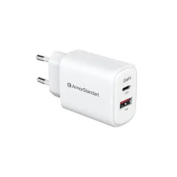 Зарядний пристрій ArmorStandart AR-T252WEU 25W GaN USB-C+ USB-A White (ARM89532) - мініатюра 3