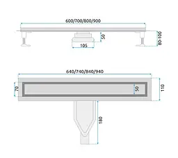 Трап для душу Rea Neox 80 Superflow brushed steel 2в1 REA-G2707 - мініатюра 5