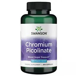Хром Swanson Chromium Picolinate 200 mcg, 200 капсул для підтримки рівня цукру в крові