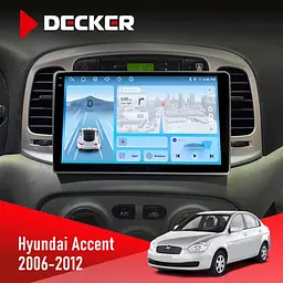 Штатна магнітола Hyundai Accent 2006-2012 Black Decker D9-010 6x128, DSP, 4G, 2K Decker (НФ-00006989)