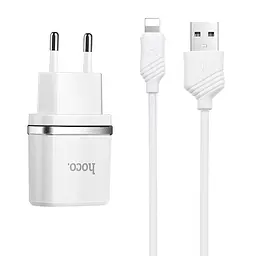 МЗП Hoco C12 Charger + Cable Lightning 2.4A 2USB Білий