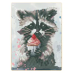 Алмазна мозаїка "Єнот з капкейком" Brushme DM3008 з мольбертом 17х22,5 см