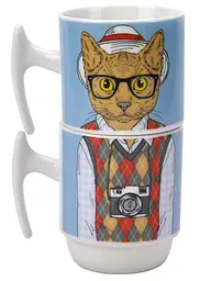 Набір чашок на металевій підставці Limited Edition Cat & Hats, 5 предметів (6518450) - мініатюра 2