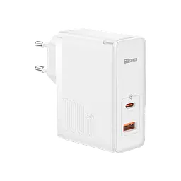 Мережевий зарядний пристрій Baseus GaN5 Pro 2 порта, USB + Type-C 100W Белый (CCGP090202)