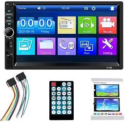 Автомагнітола 1DIN 7018В коротка база  з сенсорним екраном Bluetooth USB SD з підтримкою камери заднього виду Чорний - мініатюра 7