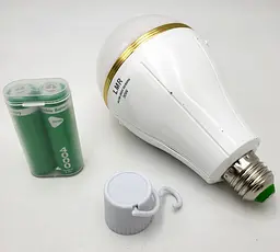 Світлодіодна LED-лампа акумуляторна (знімні 2 × 18650) автономна аварійна 30 W енергозберігаюча лампочка E27 UKC - мініатюра 4
