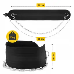 Пояс атлетичний для обтяження 4FIZJO Dip Belt 80 см Black (P-5905973402255) - мініатюра 6