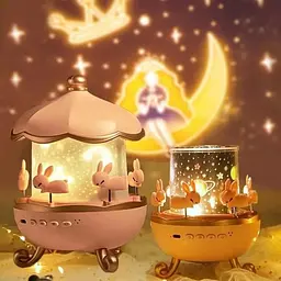 Дитячий нічник проектор зоряного неба Bluetooth Fairy Tale E11 акумуляторний світильник карусель 6 змінних картинок з LED підсвічуванням та музикою - мініатюра 4
