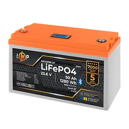 Акумулятор LP LiFePO4 25,6V - 50 Ah (1280Wh) (BMS 80A/50А) пластик LCD Smart BT - мініатюра 4