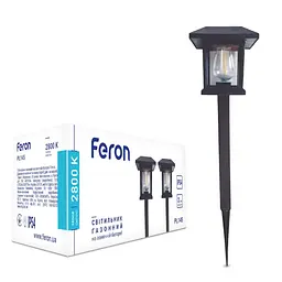 Ґрунтовий світлодіодний світильник Feron PL145 2800К на сонячній батареї чорний 2 шт (уп.)