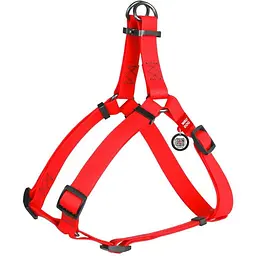 Шлея для собак Waudog Waterproof водостійка з QR паспортом, металічна пряжка-фастекс, червоний