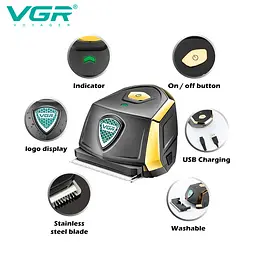 Машинка для стрижки водонепроникна VGR V-910 700 mAh (9 насадок) - мініатюра 2
