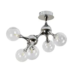Люстра стельова LED Levistella 7529817-5 CR+CL, 5 плафонов, G9, хром, скло, сучасний стиль