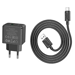 МЗП Hoco CS12A Ocean single port QC3.0 charger set (Type-C) (EU) Black