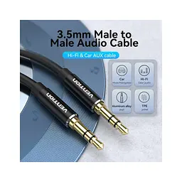 Кабель мультимедійний 3.5mm M to 3.5mm M 1.5m black Vention (BAXBG) - мініатюра 3