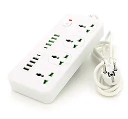 Мережевий фільтр-подовжувач Voltronic ТВТ91, 4 розетки + 8xUSB + 2xPD, 2 м, 3х0,75 мм, 3000 Вт, білий - мініатюра 1
