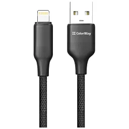 Дата кабель USB 2.0 AM to Lightning 2.0m 3A TPE embossed black ColorWay (CW-CBUL102-BK) - мініатюра 3