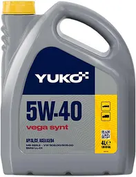 Автомобільна моторна олива YUKO VEGA SYNT 5W-40 4л 4823110401453