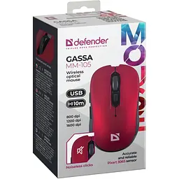 Мишка Defender Gassa MM-105 Wireless Red (52103) - мініатюра 4