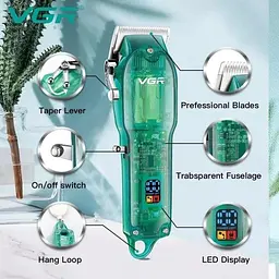 Професійна машинка для стрижки V-660 Professional Clipper Transparent Green • Акумуляторна машинка для волосся VGR V-660 - мініатюра 6