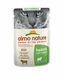 Вологий корм Almo Nature з яловичиною для котів, що сприяє виведенню вовни (70 гр.)