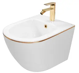 Підвісне біде Rea Carlo Mini white gold edge REA-C6990, Білий
