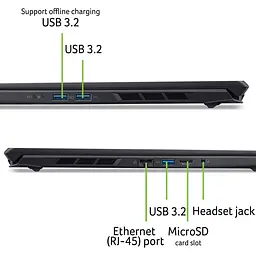 Ноутбук Ігровий ACER Nitro V16S AI ANV16S-71-795F, Intel Core 7 240H до 5.2GHz, 16" WUXGA, 16GB, SSD 1TB, NVIDIA GeForce RTX 5060 8GB, Free DOS - мініатюра 11