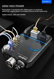 Універсальний автомобільний інвертор OZiO 12 V на 220 V 200 W перетворювач - мініатюра 3